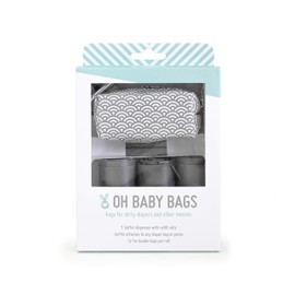 Oh Baby Bags Diaper Bag Clip-On Dispenser Gift Box with Disposable Bags, Gray Scallop