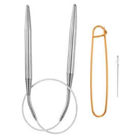 HARFINGTON Circular Knitting Needles 16" Stainless Steel Set US 10.5/6.5mm Knitting Needles 4.13" with Knitting Stitch Holder for Fast Knitting Tip to Tip Sweater Scarves Necklaces