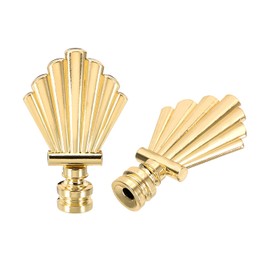 PATIKIL 44mm Lamp Shade Finial, 2pcs Lamp Finials Caps Knob 1/4-27 Inch Threaded Alloy Solid Lamp Finial Decoration for Lamp Shade Table Floor Lamps, Golden