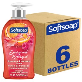Softsoap Softsoap Energized Liquid Hand Soap, Paraben Free, pH Balanced, Raspberry and Mandarin Scent, 11.25 fl oz Pump Bottle, 6 pack