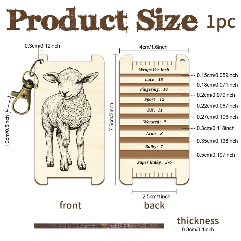 arricraft Sheep Spinning Control Tool, WPI Guide Gauge with Clasp
