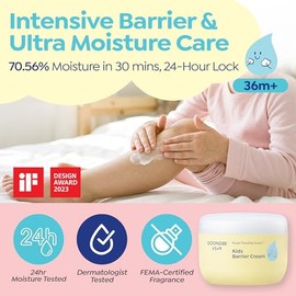 GOONGBE Kids Barrier Crema hidratante – Reparación de ceramida para piel seca, áspera y sensible – 1% de pantenol y cica, fórmula no pegajosa de absor