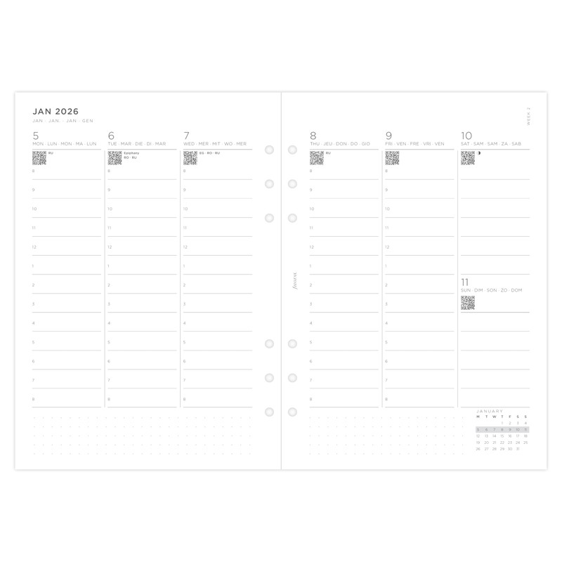 Filofax Miniimal Week to View Vertical A5 Calendar with Appointments