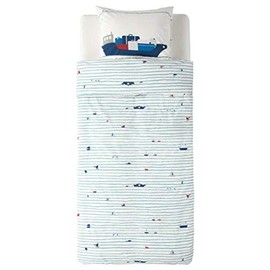 Ikea Upptag Duvet Cover and Pillowcase Waves Boats Pattern Blue Twin 804.402.98