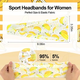 6 Pack Sport Headbands Stretchy Elastic Hair Bands Hair Warp for Yoga Running Sports Daily (Banana)