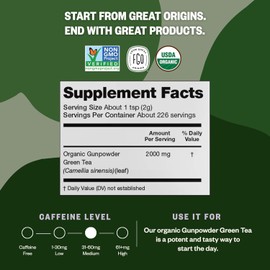 FGO Organic Gunpowder Green Tea, Loose Leaf, 16oz Bulk Resealable Bag, Packaging May Vary (Pack of 1) Visit the FGO Store 4.5 4.5 out of 5 stars   (141,951)  1 sustainability fea