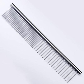 ZoCr Stainless Steel Pet Comb for Dogs Cats, Pet Grooming Comb with Different Spaced Rounded Teeth (Silvery)