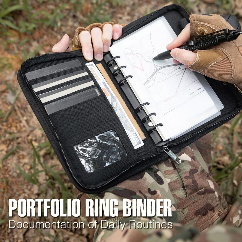 Kosibate Tactical Notebook Padfolio Ring Binders with 45 Sheets,Army Military