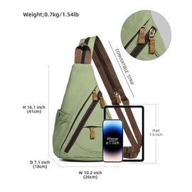 KL928 Canvas Sling Bag - Small Crossbody Backpack Shoulder Casual Daypack Rucksack for Men Women(Large Version)