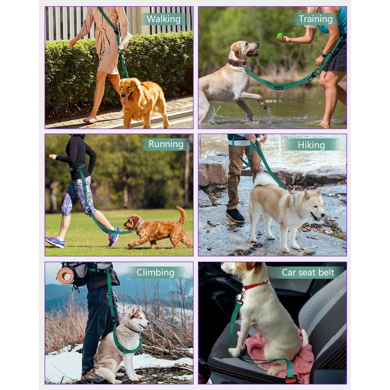 WANFIRE Hands Free Dog Leash, Multifunctional Crossbody Dog Leash, 5.9-9.5Ft