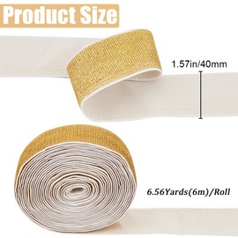 GORGECRAFT Elastic Band with Golden Glitter 6 m 4 cm Wide Metallic Stretch Band for Sewing Woven Knitted Spool Trim Headband for Crafts Waistband Waist Belt Garment Clothing Accessories