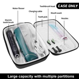 SMYV Water Flosser Travel Case, Portable Cordless Oral Irrigator Travel Organizer with Handle, Hard Eva Storage Bag for Flosser, Electric Toothbrush, Toothpaset and Irrigator Accessories (Black)