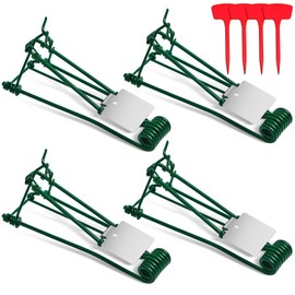 Qualirey 4 Pcs Outdoor Gopher Trap Easy to Set Mole Trap Weather Resistant Gopher Killer Vole with Red T Type Labels for Lawn Garden Farm (Green)