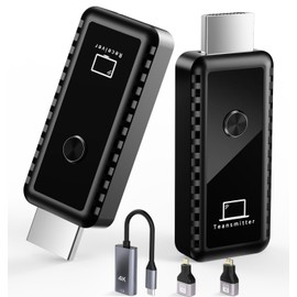 Wireless HDMI Transmitter and Receiver, Plug & Play Portable Wireless HDMI Extender Kit 4K Support 2.4/5.8Ghz 100Ft, for Screen Display Laptop/Pc/Tv Box/Camera/Projector (Black)