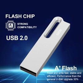 Aiibe 32GB Metal USB Flash Drive 10 Pack 32GB Flash Drive Bulk 32GB Thumb Drive USB Drive USB 2.0 Memory Stick Waterproof USB Jump Drive 32GB Zip Drives with Keychain, Silver