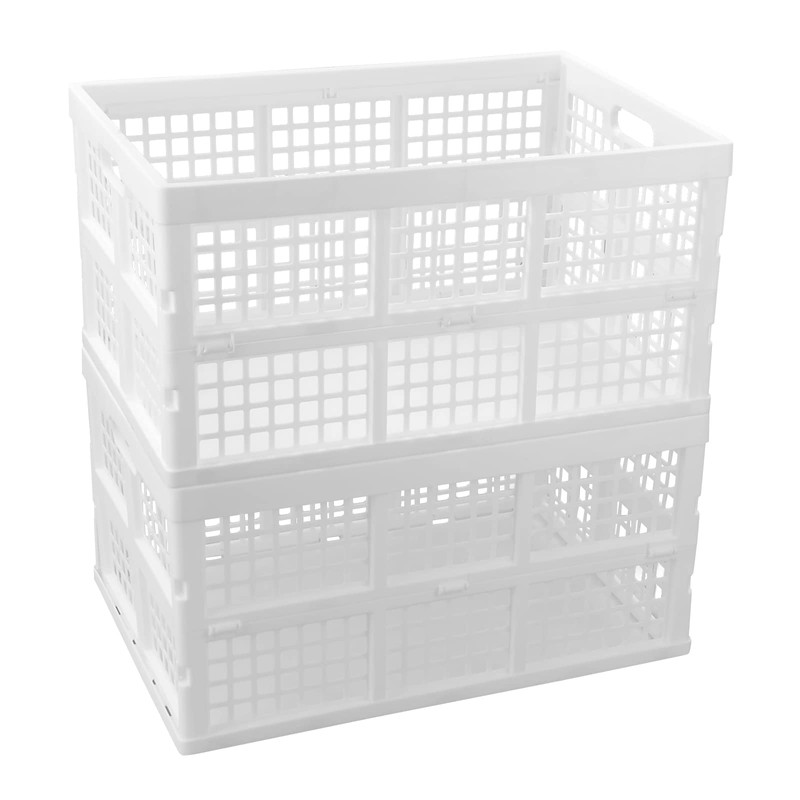 Asking 2-Pack 42 L Stackable Collapsible Crate, Plastic Folding Storage