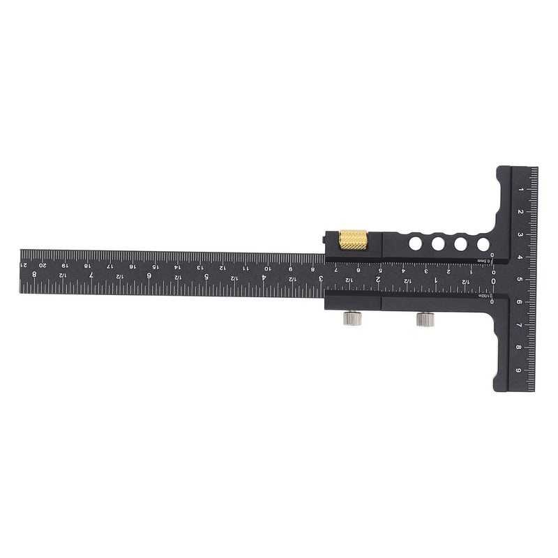 Woodworking Scriber Measuring Tool T Square Ruler Carpentry Multifunctional Aluminum