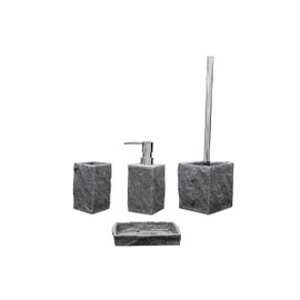 Lutong 4-Pieces Bathroom Accessory Set - Lotion Dispenser/Tumbler/Soap Dish/Toliet Brush Holder