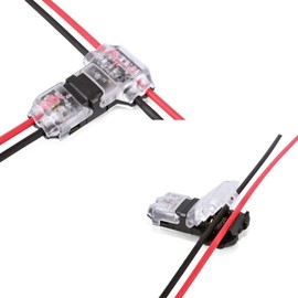 YUEMING Pack of 8 T Connectors Low Voltage, T Tap Cable Connectors Without Stripping 2 Pin 2 Way Wire No Need Insulation Tape to Wrap for Branching in Wires Connection Cable Required