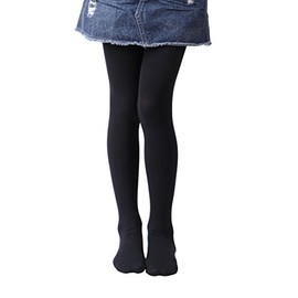 EVERSWE Girls Semi Opaque Footed Tights, Microfiber Tights (8-10, Black)