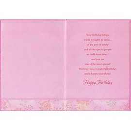 Designer Greetings Pink Roses and White Flowers on Light Pink Birthday Card for Aunt