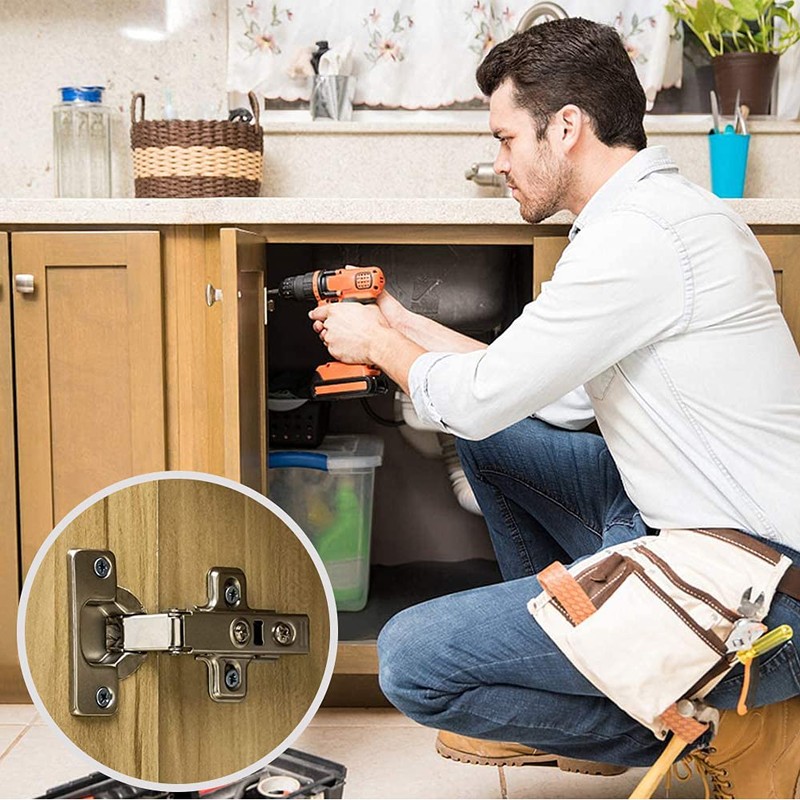 4 Pieces 105° Hinge with Damper, Standard Hinge for Kitchen