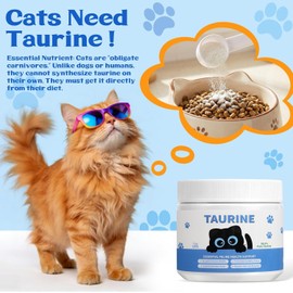 Taurine Powder for Cats - 99.9% Pure Water-Soluble Taurine, Easy Mix Formula with Scoop, Cat Food Topper for Daily Feeding, 200g