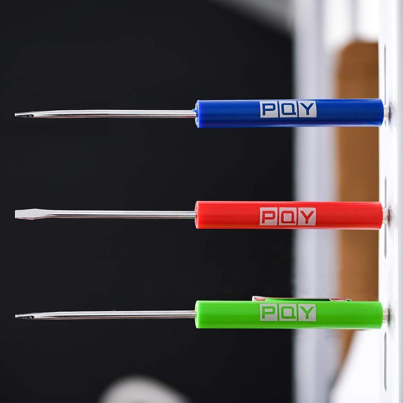 PQY 10Pcs Mini Pocket Screwdriver with Clip Magnetic Slotted Small