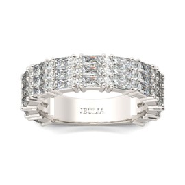 Jeulia Sterling Silver Ring Band: Baguette Cut Cubic Zirconia Engagement Ring with White Diamond Women's Stone Jewellery for Women, Sterling Silver