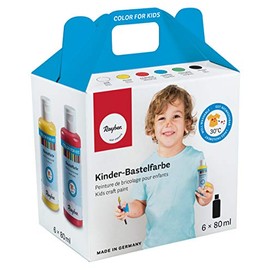 RAYHER 38960000 Set – Children's Craft Box, 6 Bottles, 80 ml, Multicolour (16 x 11.8 x 7.8 cm)