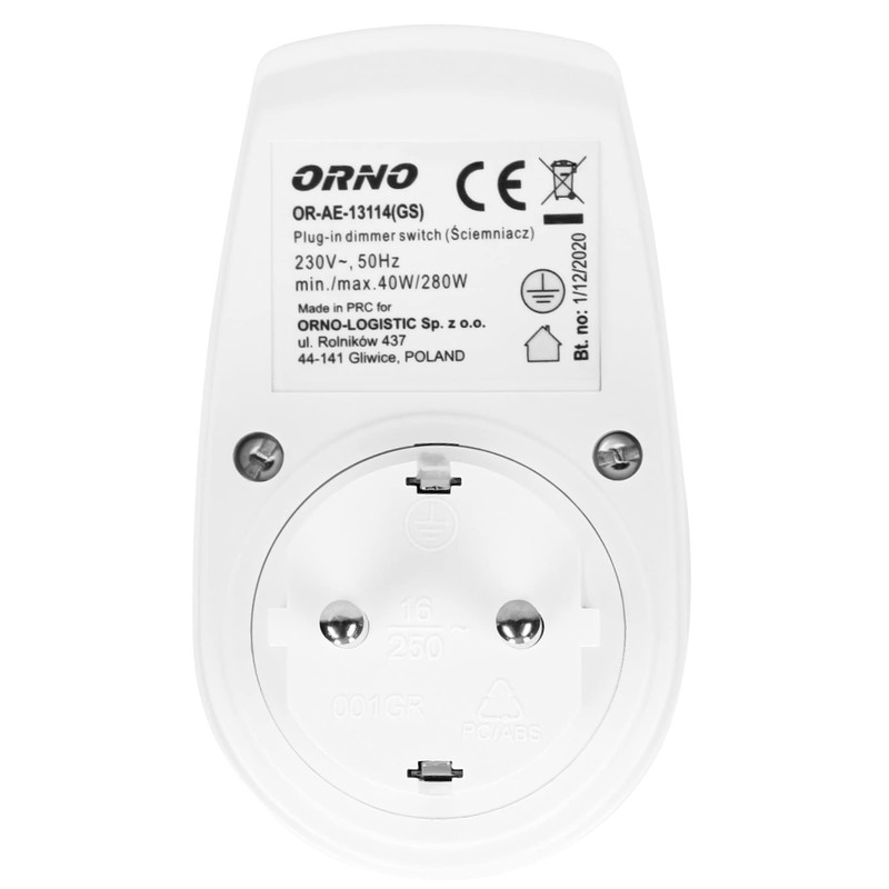 ORNO AE-13114 GS Dimmer Socket Gentle Light Control Max. 280