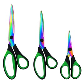 CCR Multipurpose Scissors,Stainless Steel Sharp Colourful Titanium Coating Blades,Soft Comfort-Grip Handles,General Purpose Scissors Suitable for Families, Offices and Schools,Set of 3.