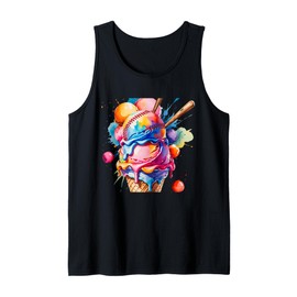 Baseball Ice Cream Drip For Boys Baseball & Girls Softball Tank Top