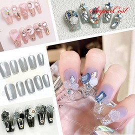 Bling 네일아트 화려한 인조손톱 블링블링 수제 네일팁 10종 [블링수제네일팁-07-XS] Nail Art Glamorous Artificial Nails Bling Bling Handmade Nail Tips 10 Types [Bling Handmade Nail Tip-07-XS]