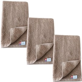 imaa Imabari Towel, Certified Slim Bath Towel, Set of 3, Fluffy, Thin, Absorbent and Quick Drying, Made in Japan, 100% Cotton, Sauna Activity, 3 Light Brown Sheets