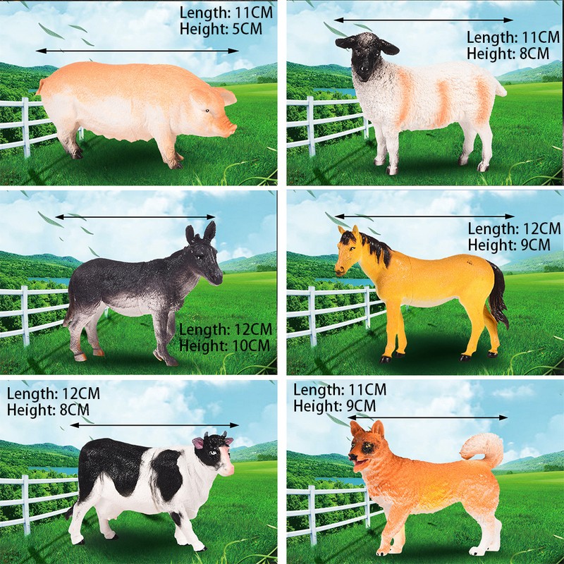 6pcs/set Simulation Farm Animal Toys Realistic Plastic Animal Figurines Farm