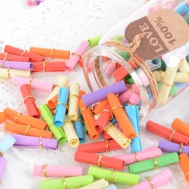 ccHuDE 100 Pcs Mini Colorful Paper Scrolls Write on It Valentine Message in a Bottle Paper Roll Cute Capsule Notes Wish Letter Messages for Friendship Gift