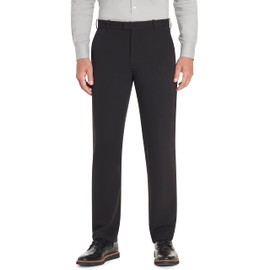 Van Heusen Men's Flex Straight Fit Flat Front Pant, Black, 34W x 30L