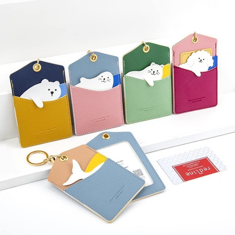 FewMira Women's Pass Case, Vertical Card Case, Animal, Thin, PU