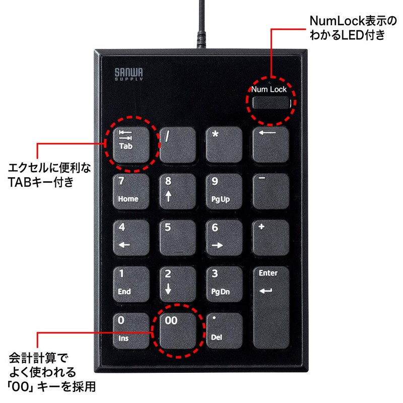 Sanwa Supply NT-23UBK Quiet USB Numeric Keypad
