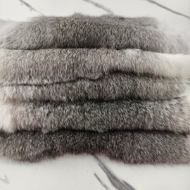 Bulk Craft Rabbit Skin Fur Pelt (5-Pack) - Premium Rabbit Pelts Fur Hide for Decor, Cat/Dog Toys, Sewing & Crafts Natural Grey