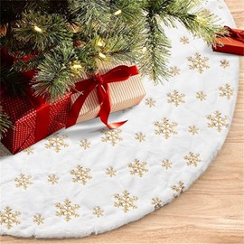 Christmas Tree Skirt, Christmas Decoration, Santa Ornament, Gorgeous, Tree Skirt, Diameter 30.7/35.4/47.2 inches (78/90/120 cm), Snowflake, Sequin Embroidery, Atmosphere, Cute Tree Skirt (35.4 inches