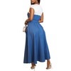 Quzzion Women's Patchwork Denim Dress A Line Maxi Swing Dresses