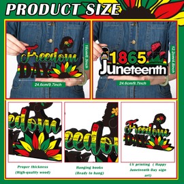 Sintuff 2 Pcs Happy Juneteenth Day Juneteenth Wooden Centerpieces for Table 1865 Wood Mantle Juneteenth Party Favors Black History Month Juneteenth Decorations for American Independence Freedom Day