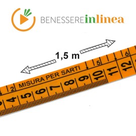 Benessere In Linea® Tape Measure Body Measuring Tape Measuring Tape Orange with Practical Plastic Case Double Graduation 1.5 m