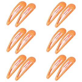 ZEVONDA Glitter Hair Snap Clips - Metal Hair Clips Colorful Glitter Sequin Hair Clips Barrettes Hair Styling Accessories for Toddlers Kids Girls Women, Orange *12