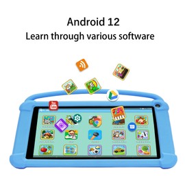 ATOZEE Kids Tablet, 7 inch Tablet for Kids 4GB+32GB Android 12 Preinstalled Parental Control Children Education Toddler Tablet with Shockproof Kickstand Case, GMS Certified