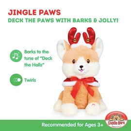 Cuddle Barn - Jingle Paws | Animated Christmas Twirling Barking Puppy Dog Plush Toy Barks Deck The Halls, 13 inches