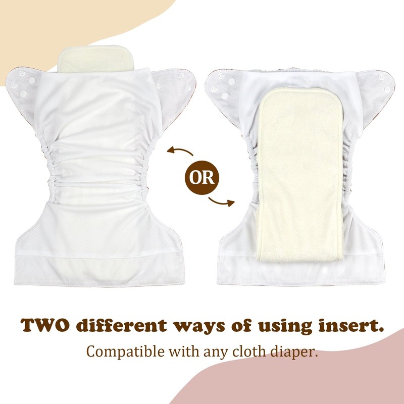 Mama Koala 4-Layer Natural and Microfiber Cloth Diaper Inserts, Adjustable