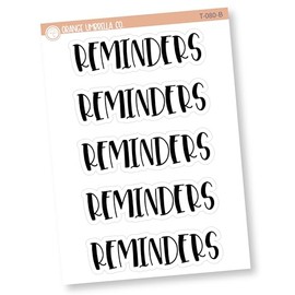 Reminders Header Stickers, Dashboard Pages, Dash Board Notes, Goal Setting Planner Stickers, F1 (T-080-B)